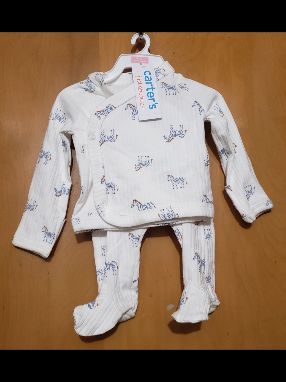 Carter's White Zebra-Print Footed Matching Set